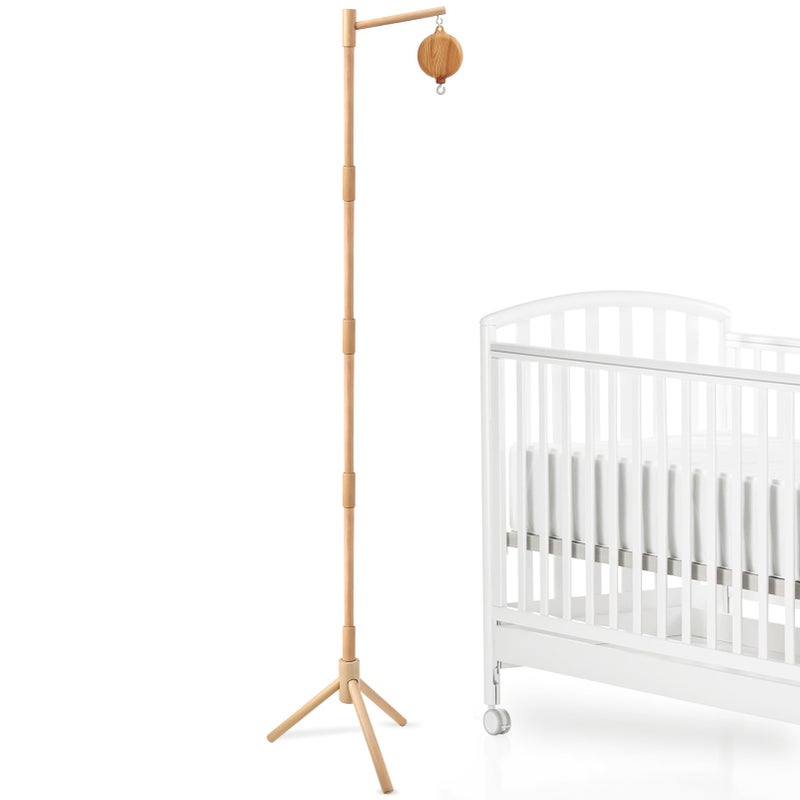 JILPAK Floor-Standing Crib Mobile Arm with Music Box - 65 Inch Wooden Mobile Arm for Crib - Crib Mobile Motor - Volume Control - 35 Lullabies - Wooden Nursery Decor - Baby Mobile Hanger - Image 1